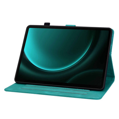 For Samsung Galaxy Tab S9 / S9 FE Lily Embossed Leather Tablet Case(Green) - Galaxy Tab S9 Cases by PMC Jewellery | Online Shopping South Africa | PMC Jewellery | Buy Now Pay Later Mobicred