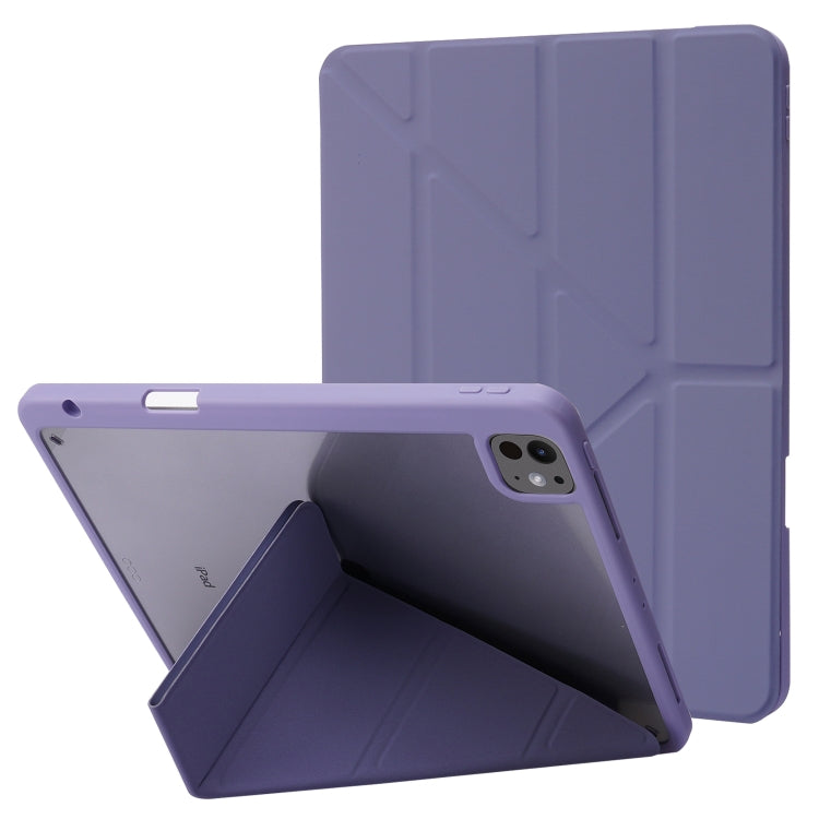 For iPad Pro 13 2024 Deformation Transparent Acrylic Leather Tablet Case(Lavender Grey) - iPad Pro 13 2024 Cases by PMC Jewellery | Online Shopping South Africa | PMC Jewellery | Buy Now Pay Later Mobicred