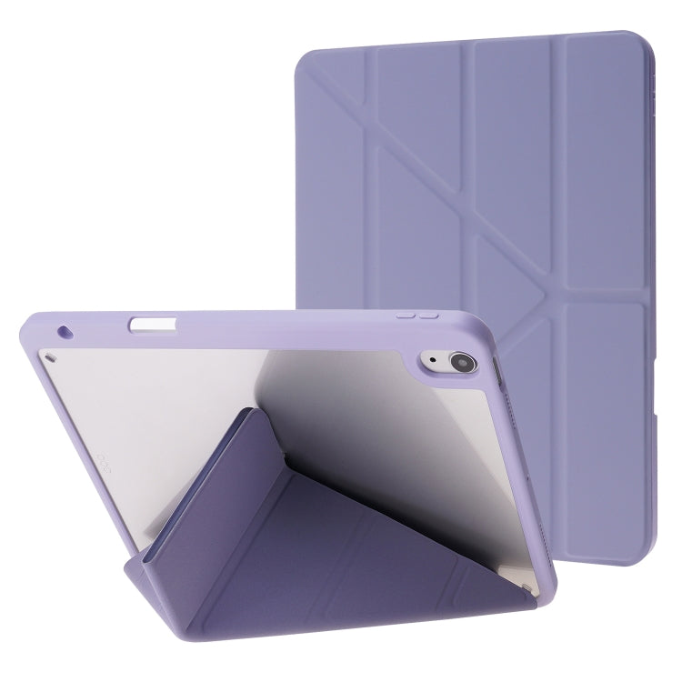 For iPad Air 11 2024 Deformation Transparent Acrylic Leather Tablet Case(Lavender Grey) - iPad Air 11 2024 Cases by PMC Jewellery | Online Shopping South Africa | PMC Jewellery | Buy Now Pay Later Mobicred