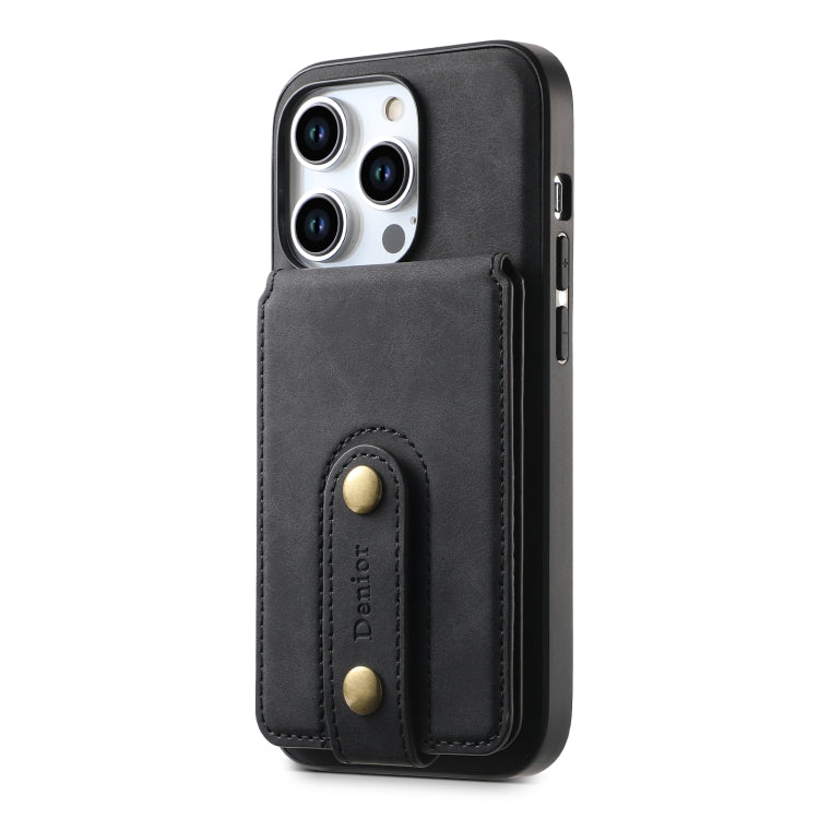 For iPhone 15 Pro Max Denior D14 NK Retro Pattern MagSafe Magnetic Card Holder Leather Phone Case(Black) - iPhone 15 Pro Max Cases by Denior | Online Shopping South Africa | PMC Jewellery | Buy Now Pay Later Mobicred