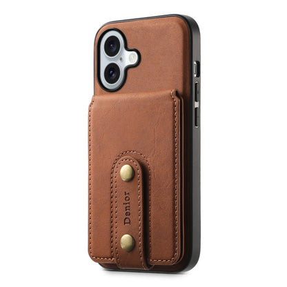 For iPhone 16 Denior D14 NK Retro Pattern MagSafe Magnetic Card Holder Leather Phone Case(Brown) - iPhone 16 Cases by Denior | Online Shopping South Africa | PMC Jewellery | Buy Now Pay Later Mobicred