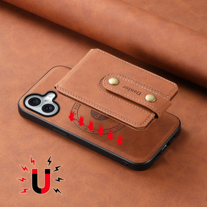 For iPhone 16 Denior D14 NK Retro Pattern MagSafe Magnetic Card Holder Leather Phone Case(Brown) - iPhone 16 Cases by Denior | Online Shopping South Africa | PMC Jewellery | Buy Now Pay Later Mobicred