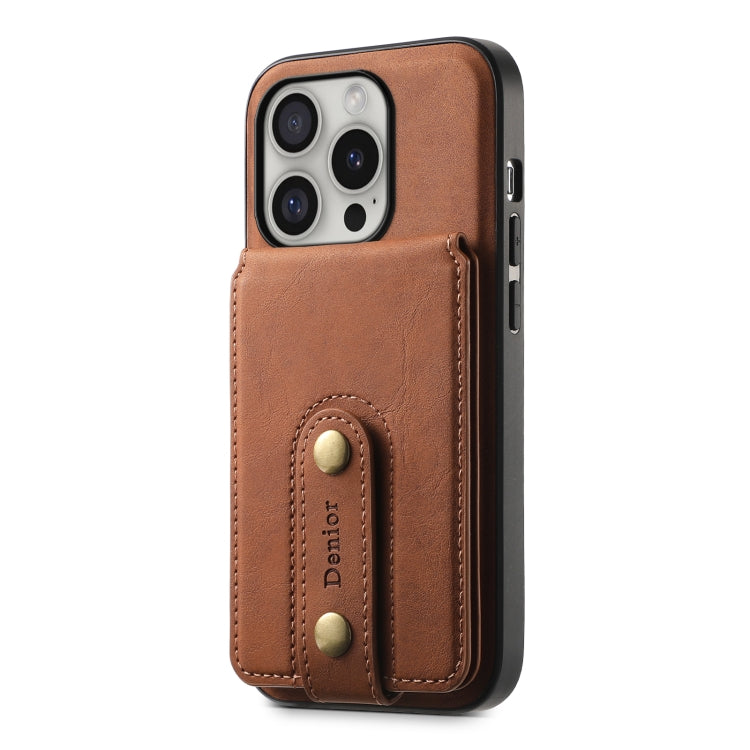 For iPhone 16 Pro Denior D14 NK Retro Pattern MagSafe Magnetic Card Holder Leather Phone Case(Brown) - iPhone 16 Pro Cases by Denior | Online Shopping South Africa | PMC Jewellery | Buy Now Pay Later Mobicred