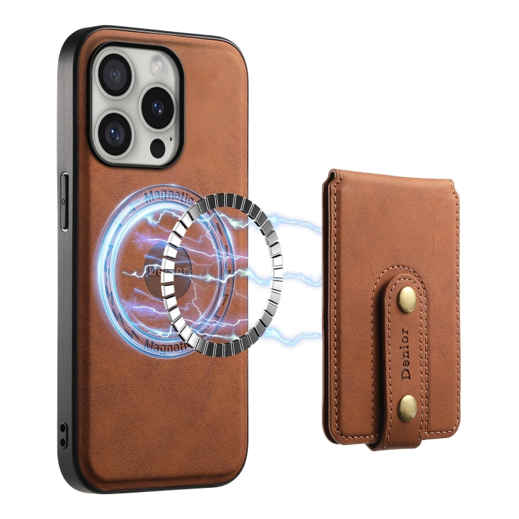 For iPhone 16 Pro Denior D14 NK Retro Pattern MagSafe Magnetic Card Holder Leather Phone Case(Brown) - iPhone 16 Pro Cases by Denior | Online Shopping South Africa | PMC Jewellery | Buy Now Pay Later Mobicred