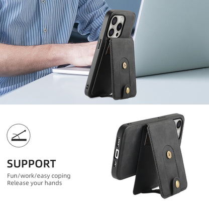 For iPhone 16 Pro Denior D14 NK Retro Pattern MagSafe Magnetic Card Holder Leather Phone Case(Black) - iPhone 16 Pro Cases by Denior | Online Shopping South Africa | PMC Jewellery | Buy Now Pay Later Mobicred