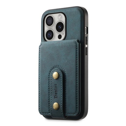 For iPhone 16 Pro Max Denior D14 NK Retro Pattern MagSafe Magnetic Card Holder Leather Phone Case(Blue) - iPhone 16 Pro Max Cases by Denior | Online Shopping South Africa | PMC Jewellery | Buy Now Pay Later Mobicred