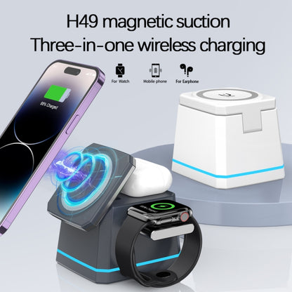 H49 3 in 1 Multi-function Magnetic Wireless Charger(Dark Grey) - Wireless Charger by PMC Jewellery | Online Shopping South Africa | PMC Jewellery | Buy Now Pay Later Mobicred