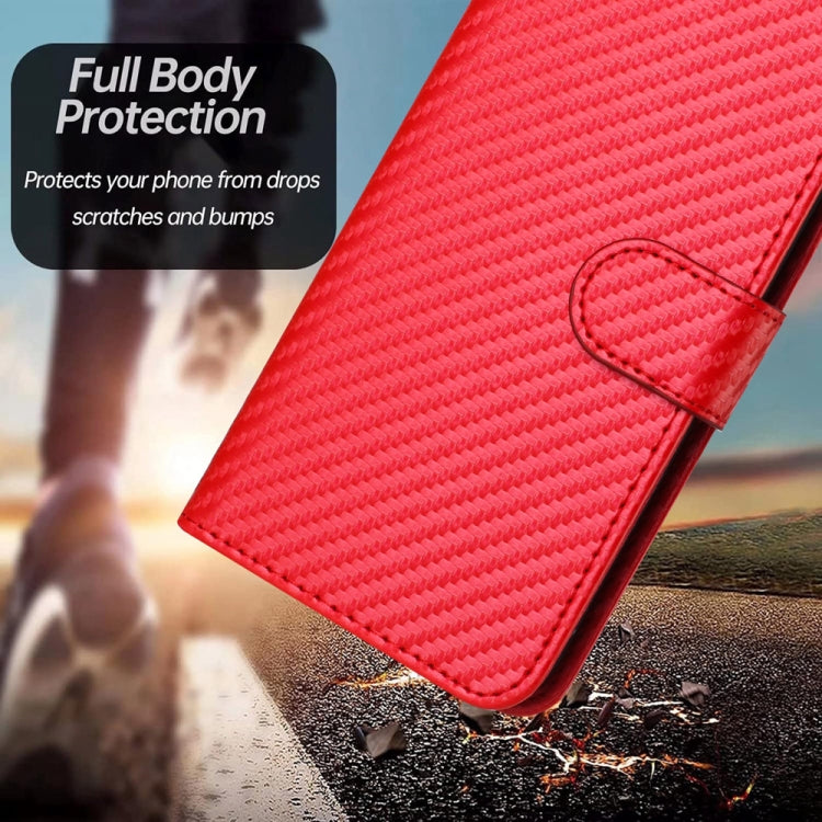 For Xiaomi Redmi K70 / K70 Pro YX0070 Carbon Fiber Buckle Leather Phone Case with Lanyard(Red) - K70 Cases by PMC Jewellery | Online Shopping South Africa | PMC Jewellery | Buy Now Pay Later Mobicred