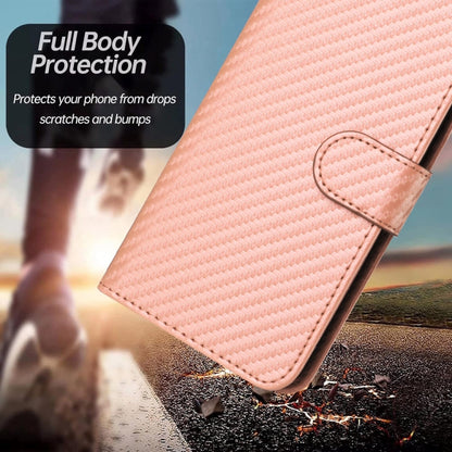 For Xiaomi Redmi K70 / K70 Pro YX0070 Carbon Fiber Buckle Leather Phone Case with Lanyard(Pink) - K70 Cases by PMC Jewellery | Online Shopping South Africa | PMC Jewellery | Buy Now Pay Later Mobicred