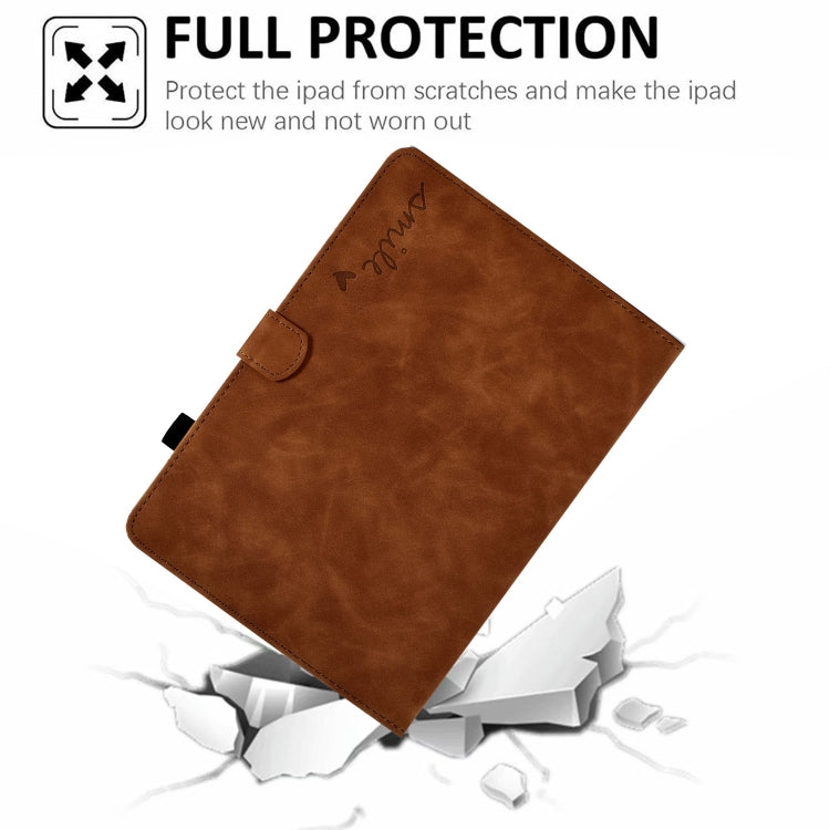 For iPad Pro 11 2024 Embossed Smile Smart Leather Tablet Case(Brown) - iPad Pro 11 2024 Cases by PMC Jewellery | Online Shopping South Africa | PMC Jewellery | Buy Now Pay Later Mobicred