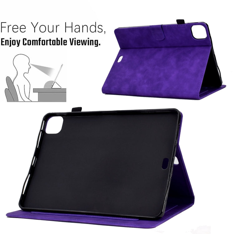 For iPad Pro 11 2024 Embossed Smile Smart Leather Tablet Case(Purple) - iPad Pro 11 2024 Cases by PMC Jewellery | Online Shopping South Africa | PMC Jewellery | Buy Now Pay Later Mobicred