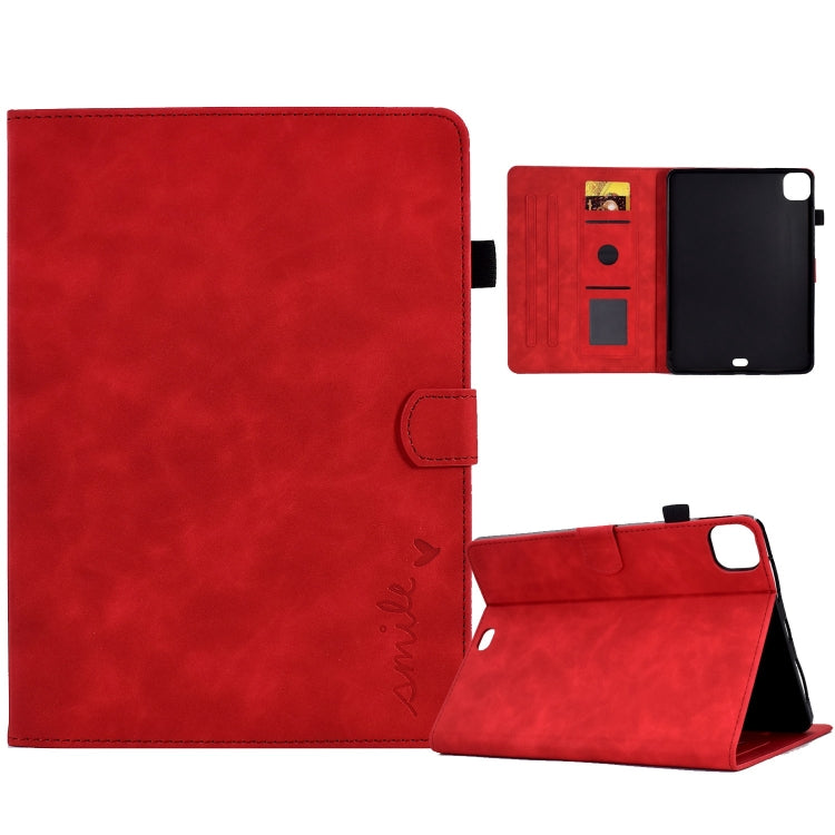 For iPad Pro 11 2024 Embossed Smile Smart Leather Tablet Case(Red) - iPad Pro 11 2024 Cases by PMC Jewellery | Online Shopping South Africa | PMC Jewellery | Buy Now Pay Later Mobicred