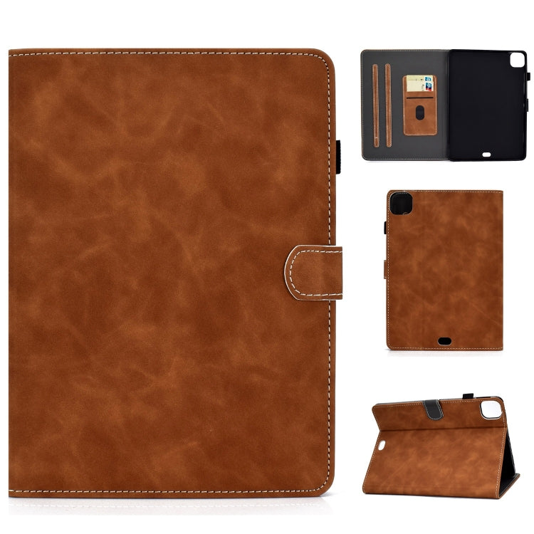 For iPad Pro 11 2024 Cowhide Texture Tablet Leather Smart Case(Brown) - iPad Pro 11 2024 Cases by PMC Jewellery | Online Shopping South Africa | PMC Jewellery | Buy Now Pay Later Mobicred