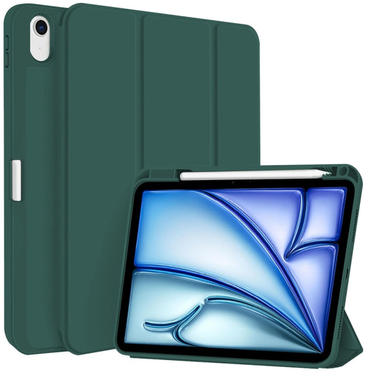 For iPad Air 11 2024 3-fold TPU Smart Leather Tablet Case with Pen Slot(Dark Green) - iPad Air 11 2024 Cases by PMC Jewellery | Online Shopping South Africa | PMC Jewellery | Buy Now Pay Later Mobicred