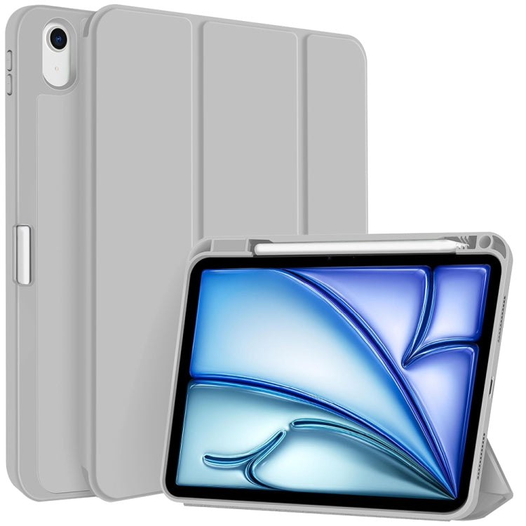 For iPad Air 11 2024 3-fold TPU Smart Leather Tablet Case with Pen Slot(Grey) - iPad Air 11 2024 Cases by PMC Jewellery | Online Shopping South Africa | PMC Jewellery | Buy Now Pay Later Mobicred