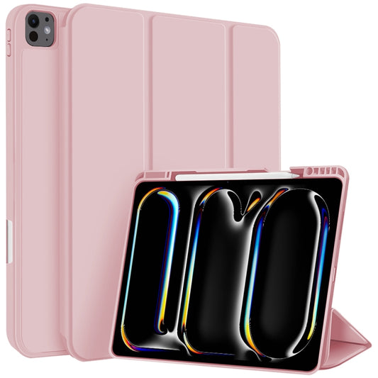 For iPad Pro 13 2024 3-fold TPU Smart Leather Tablet Case with Pen Slot(Pink) - iPad Pro 13 2024 Cases by PMC Jewellery | Online Shopping South Africa | PMC Jewellery | Buy Now Pay Later Mobicred