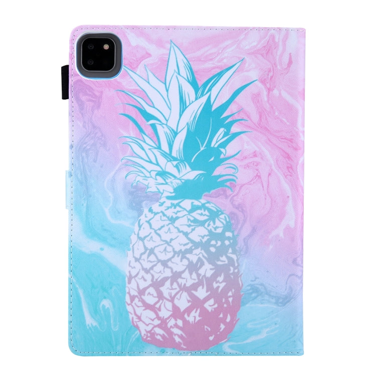 For iPad Pro 11 2024 Colored Drawing Leather Smart Tablet Case(Blue Pink Pineapple) - iPad Pro 11 2024 Cases by PMC Jewellery | Online Shopping South Africa | PMC Jewellery | Buy Now Pay Later Mobicred