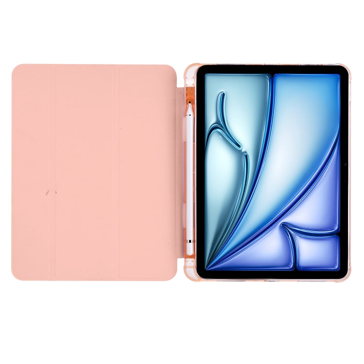 For iPad Air 11 2024 3-fold TPU Leather Smart Tablet Case with Pen Slot(Pink) - iPad Air 11 2024 Cases by PMC Jewellery | Online Shopping South Africa | PMC Jewellery | Buy Now Pay Later Mobicred