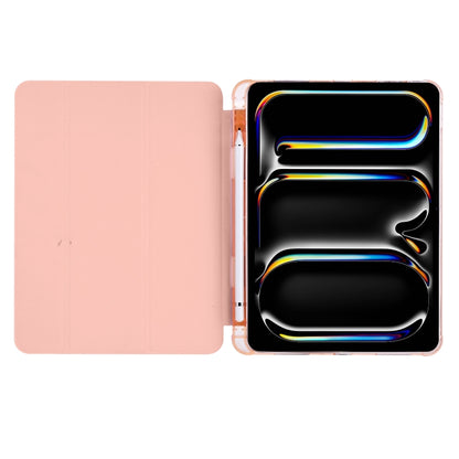 For iPad Pro 11 2024 3-fold TPU Leather Smart Tablet Case with Pen Slot(Pink) - iPad Pro 11 2024 Cases by PMC Jewellery | Online Shopping South Africa | PMC Jewellery | Buy Now Pay Later Mobicred