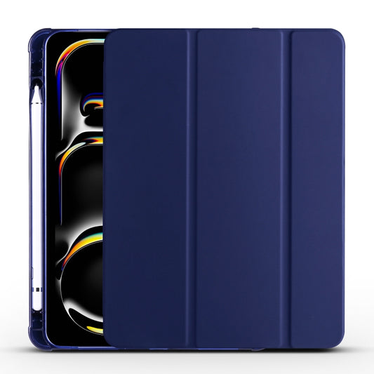 For iPad Pro 11 2024 3-fold TPU Leather Smart Tablet Case with Pen Slot(Dark Blue) - iPad Pro 11 2024 Cases by PMC Jewellery | Online Shopping South Africa | PMC Jewellery | Buy Now Pay Later Mobicred