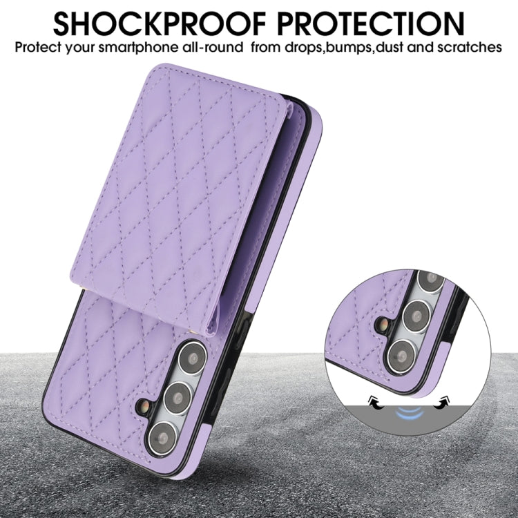 For Samsung Galaxy S24+ 5G YM015 Crossbody Rhombic Card Bag RFID Phone Case(Light Purple) - Galaxy S24+ 5G Cases by PMC Jewellery | Online Shopping South Africa | PMC Jewellery | Buy Now Pay Later Mobicred