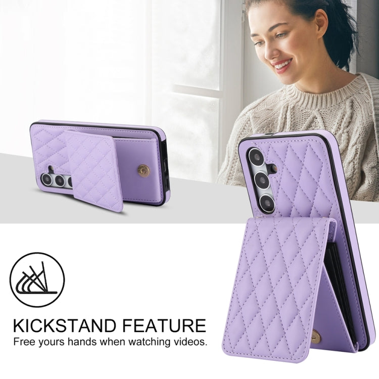 For Samsung Galaxy S24+ 5G YM015 Crossbody Rhombic Card Bag RFID Phone Case(Light Purple) - Galaxy S24+ 5G Cases by PMC Jewellery | Online Shopping South Africa | PMC Jewellery | Buy Now Pay Later Mobicred