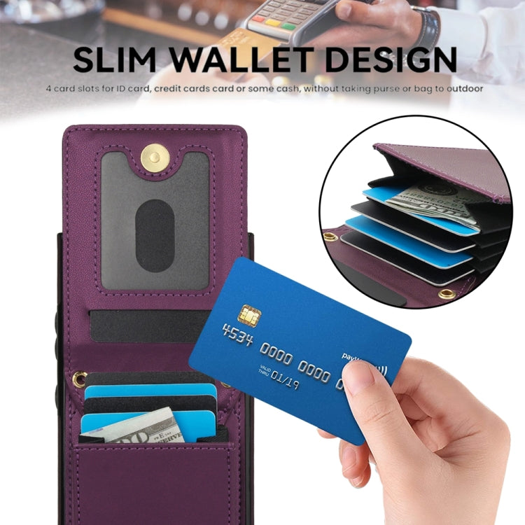 For Samsung Galaxy S24 Ultra 5G YM015 Crossbody Rhombic Card Bag RFID Phone Case(Dark Purple) - Galaxy S24 Ultra 5G Cases by PMC Jewellery | Online Shopping South Africa | PMC Jewellery | Buy Now Pay Later Mobicred