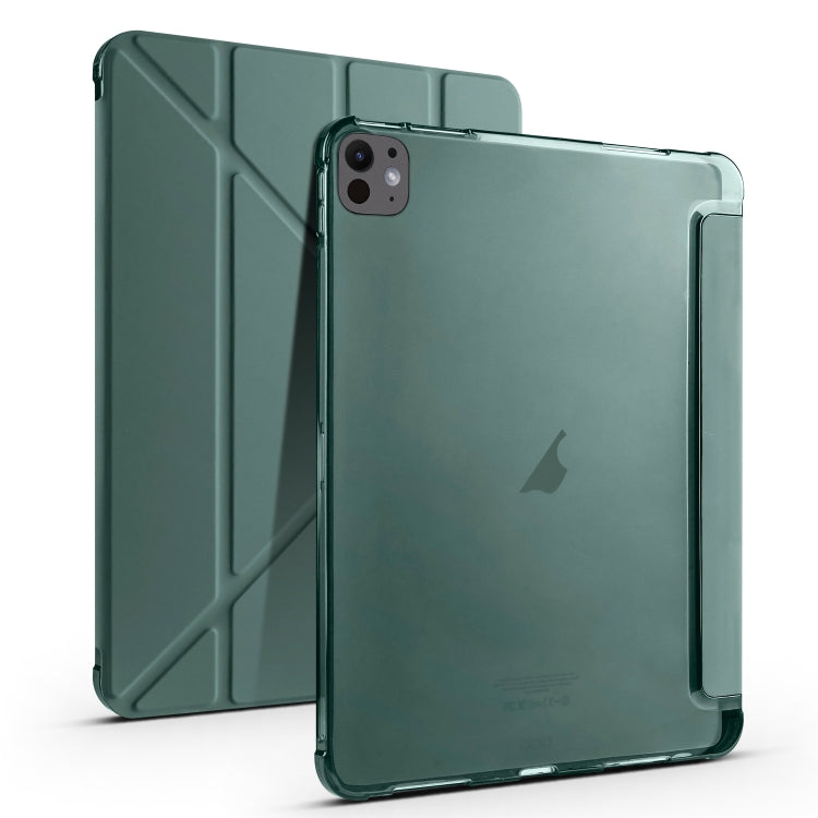 For iPad Pro 13 2024 Multi-folding TPU Leather Smart Tablet Case with Pen Slot(Pine Green) - iPad Pro 13 2024 Cases by PMC Jewellery | Online Shopping South Africa | PMC Jewellery | Buy Now Pay Later Mobicred