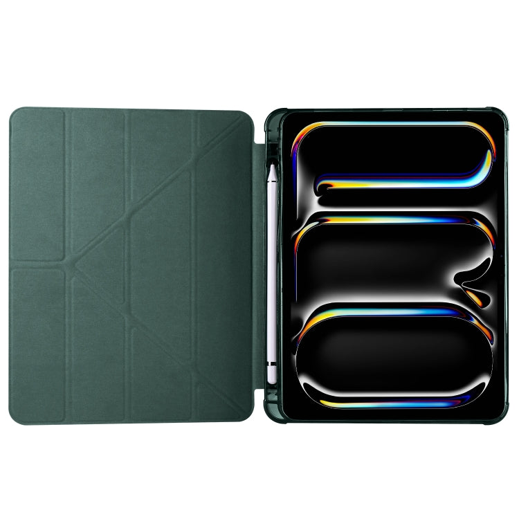 For iPad Pro 13 2024 Multi-folding TPU Leather Smart Tablet Case with Pen Slot(Pine Green) - iPad Pro 13 2024 Cases by PMC Jewellery | Online Shopping South Africa | PMC Jewellery | Buy Now Pay Later Mobicred