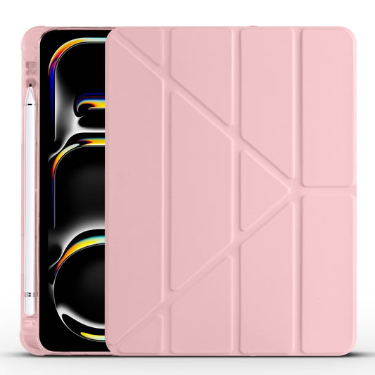 For iPad Pro 11 2024 Multi-folding TPU Leather Smart Tablet Case with Pen Slot(Pink) - iPad Pro 11 2024 Cases by PMC Jewellery | Online Shopping South Africa | PMC Jewellery | Buy Now Pay Later Mobicred