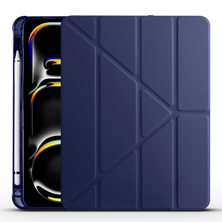 For iPad Pro 11 2024 Multi-folding TPU Leather Smart Tablet Case with Pen Slot(Dark Blue) - iPad Pro 11 2024 Cases by PMC Jewellery | Online Shopping South Africa | PMC Jewellery | Buy Now Pay Later Mobicred