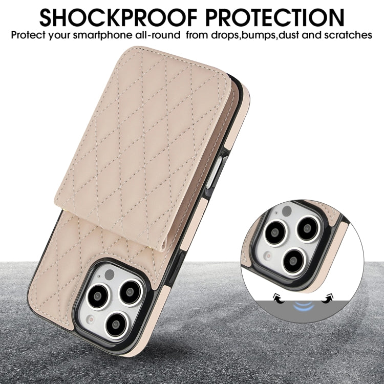 For iPhone 16 Pro Max YM015 Crossbody Rhombic Card Bag RFID Phone Case(White) - iPhone 16 Pro Max Cases by PMC Jewellery | Online Shopping South Africa | PMC Jewellery | Buy Now Pay Later Mobicred