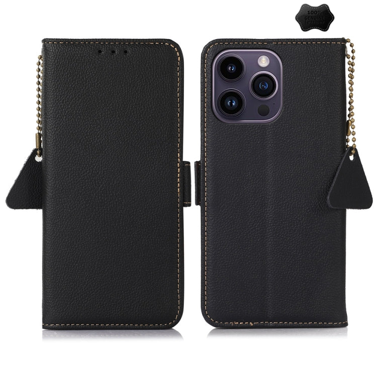 For iPhone 16 Pro Side-Magnetic TJ Genuine Leather RFID Phone Case(Black) - iPhone 16 Pro Cases by PMC Jewellery | Online Shopping South Africa | PMC Jewellery | Buy Now Pay Later Mobicred