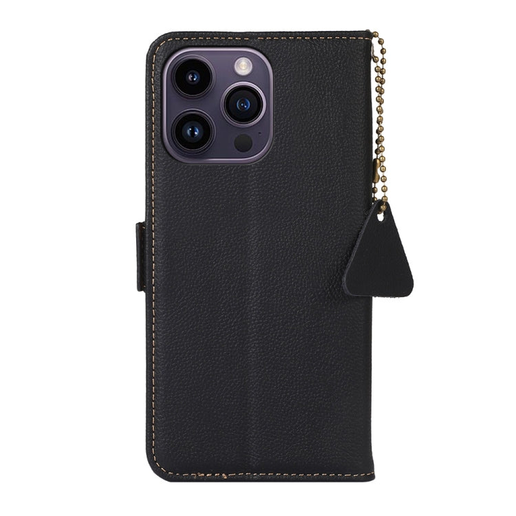 For iPhone 16 Pro Side-Magnetic TJ Genuine Leather RFID Phone Case(Black) - iPhone 16 Pro Cases by PMC Jewellery | Online Shopping South Africa | PMC Jewellery | Buy Now Pay Later Mobicred