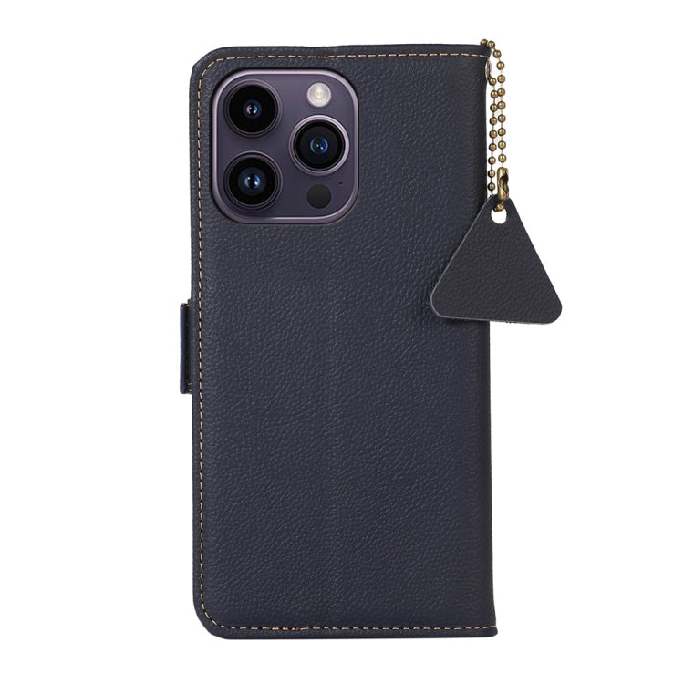 For iPhone 16 Pro Side-Magnetic TJ Genuine Leather RFID Phone Case(Blue) - iPhone 16 Pro Cases by PMC Jewellery | Online Shopping South Africa | PMC Jewellery | Buy Now Pay Later Mobicred