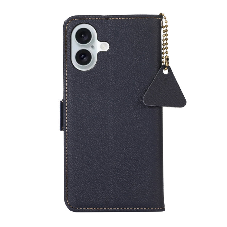 For iPhone 16 Plus Side-Magnetic TJ Genuine Leather RFID Phone Case(Blue) - iPhone 16 Plus Cases by PMC Jewellery | Online Shopping South Africa | PMC Jewellery | Buy Now Pay Later Mobicred