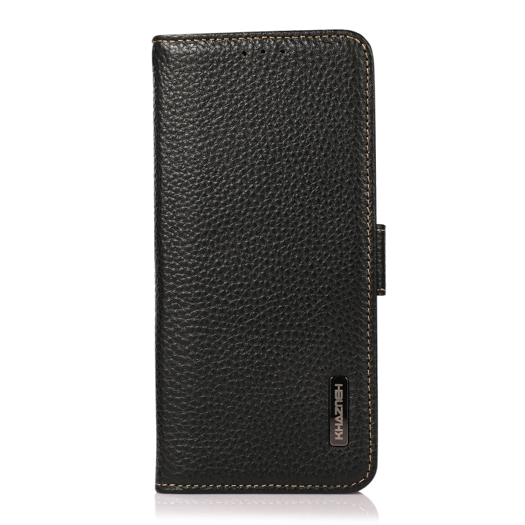 For iPhone 16 Pro Max KHAZNEH Side-Magnetic Litchi Genuine Leather RFID Case(Black) - iPhone 16 Pro Max Cases by PMC Jewellery | Online Shopping South Africa | PMC Jewellery | Buy Now Pay Later Mobicred