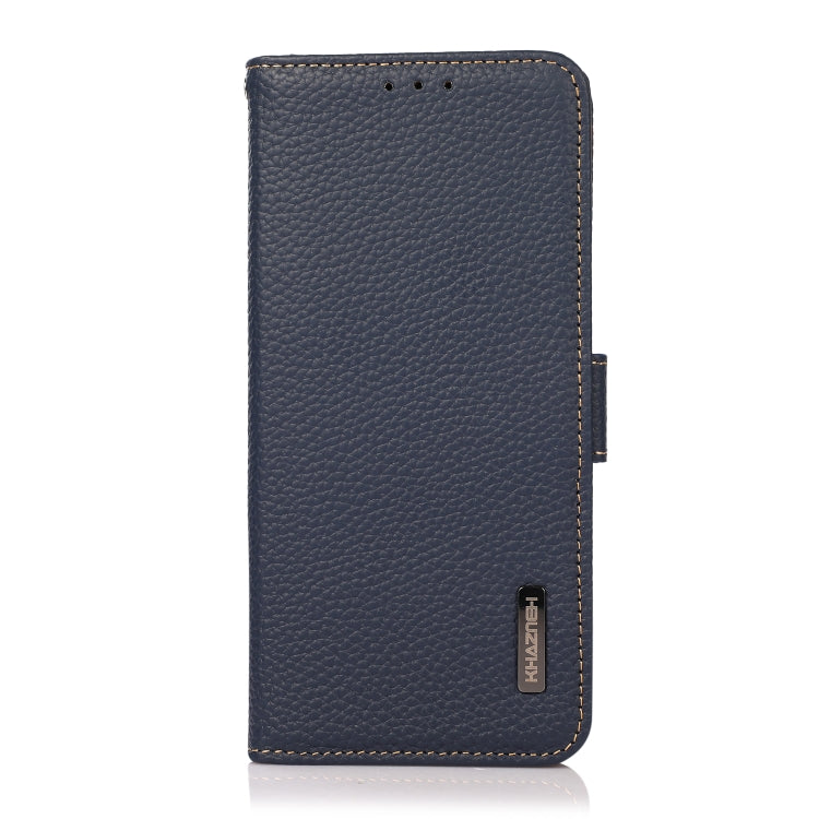 For iPhone 16 Pro KHAZNEH Side-Magnetic Litchi Genuine Leather RFID Case(Blue) - iPhone 16 Pro Cases by PMC Jewellery | Online Shopping South Africa | PMC Jewellery | Buy Now Pay Later Mobicred