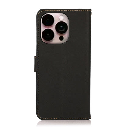 For iPhone 16 Pro Max KHAZNEH Custer Genuine Leather RFID Phone Case(Black) - iPhone 16 Pro Max Cases by PMC Jewellery | Online Shopping South Africa | PMC Jewellery | Buy Now Pay Later Mobicred