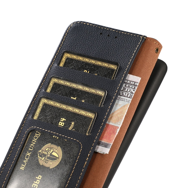 For iPhone 16 Pro Max KHAZNEH Custer Genuine Leather RFID Phone Case(Blue) - iPhone 16 Pro Max Cases by PMC Jewellery | Online Shopping South Africa | PMC Jewellery | Buy Now Pay Later Mobicred