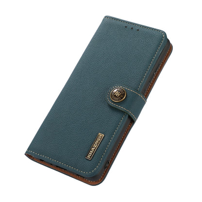 For iPhone 16 Pro KHAZNEH Custer Genuine Leather RFID Phone Case(Green) - iPhone 16 Pro Cases by PMC Jewellery | Online Shopping South Africa | PMC Jewellery | Buy Now Pay Later Mobicred