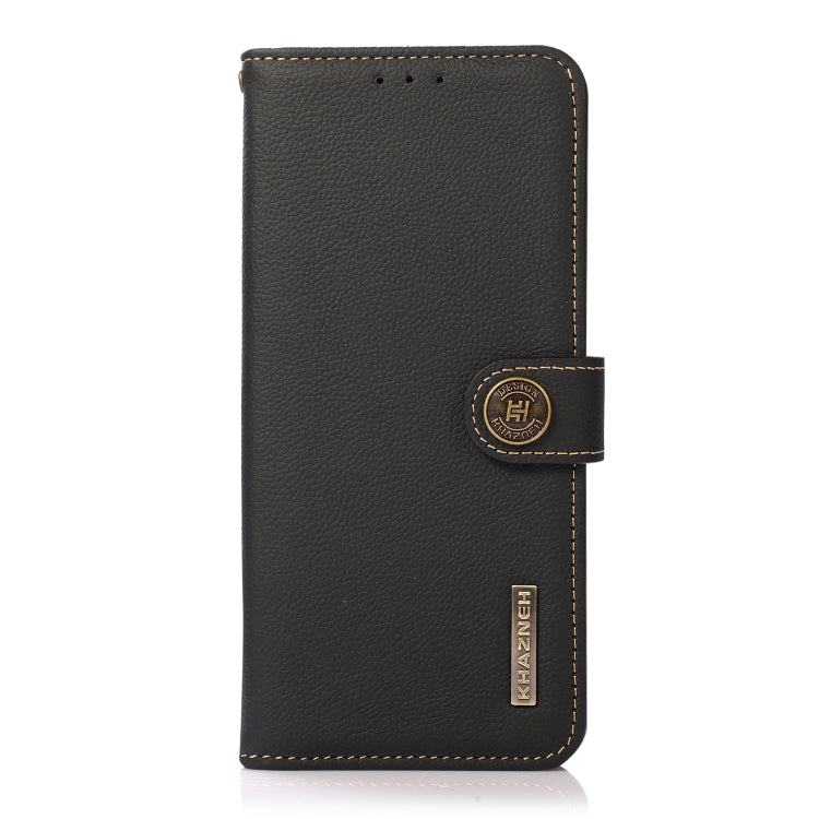 For iPhone 16 Plus KHAZNEH Custer Genuine Leather RFID Phone Case(Black) - iPhone 16 Plus Cases by PMC Jewellery | Online Shopping South Africa | PMC Jewellery | Buy Now Pay Later Mobicred