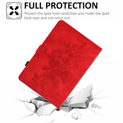 For iPad Pro 11 2024 Peony Butterfly Embossed Leather Smart Tablet Case(Red) - iPad Pro 11 2024 Cases by PMC Jewellery | Online Shopping South Africa | PMC Jewellery | Buy Now Pay Later Mobicred