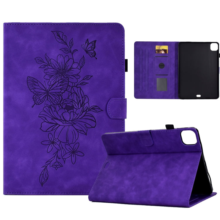 For iPad Pro 11 2024 Peony Butterfly Embossed Leather Smart Tablet Case(Purple) - iPad Pro 11 2024 Cases by PMC Jewellery | Online Shopping South Africa | PMC Jewellery | Buy Now Pay Later Mobicred