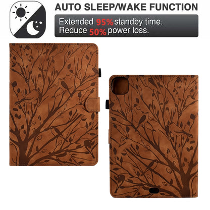 For iPad Pro 11 2024 Fortune Tree Embossed Leather Smart Tablet Case(Brown) - iPad Pro 11 2024 Cases by PMC Jewellery | Online Shopping South Africa | PMC Jewellery | Buy Now Pay Later Mobicred