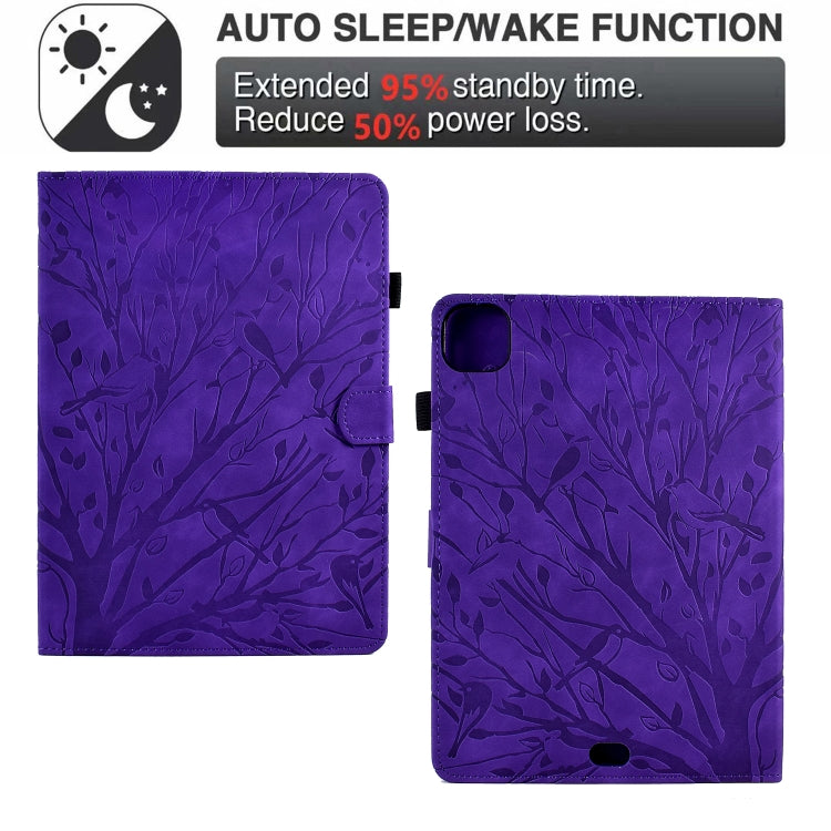 For iPad Pro 11 2024 Fortune Tree Embossed Leather Smart Tablet Case(Purple) - iPad Pro 11 2024 Cases by PMC Jewellery | Online Shopping South Africa | PMC Jewellery | Buy Now Pay Later Mobicred