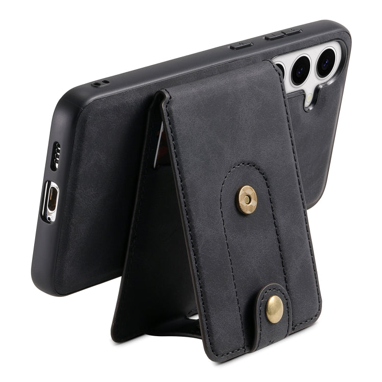 For Samsung Galaxy S24 5G Denior D14 NK Retro Pattern MagSafe Magnetic Card Holder Leather Phone Case(Black) - Galaxy S24 5G Cases by Denior | Online Shopping South Africa | PMC Jewellery | Buy Now Pay Later Mobicred