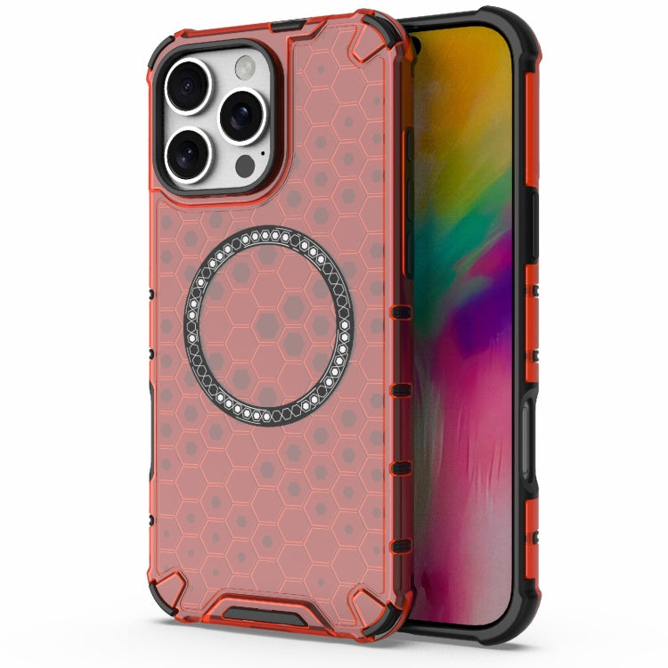 For iPhone 16 Pro Max Honeycomb Magnetic Ring Shockproof Phone Case(Red) - iPhone 16 Pro Max Cases by PMC Jewellery | Online Shopping South Africa | PMC Jewellery | Buy Now Pay Later Mobicred