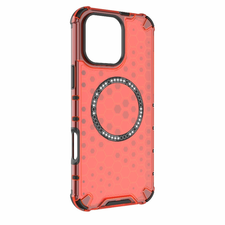 For iPhone 16 Pro Max Honeycomb Magnetic Ring Shockproof Phone Case(Red) - iPhone 16 Pro Max Cases by PMC Jewellery | Online Shopping South Africa | PMC Jewellery | Buy Now Pay Later Mobicred