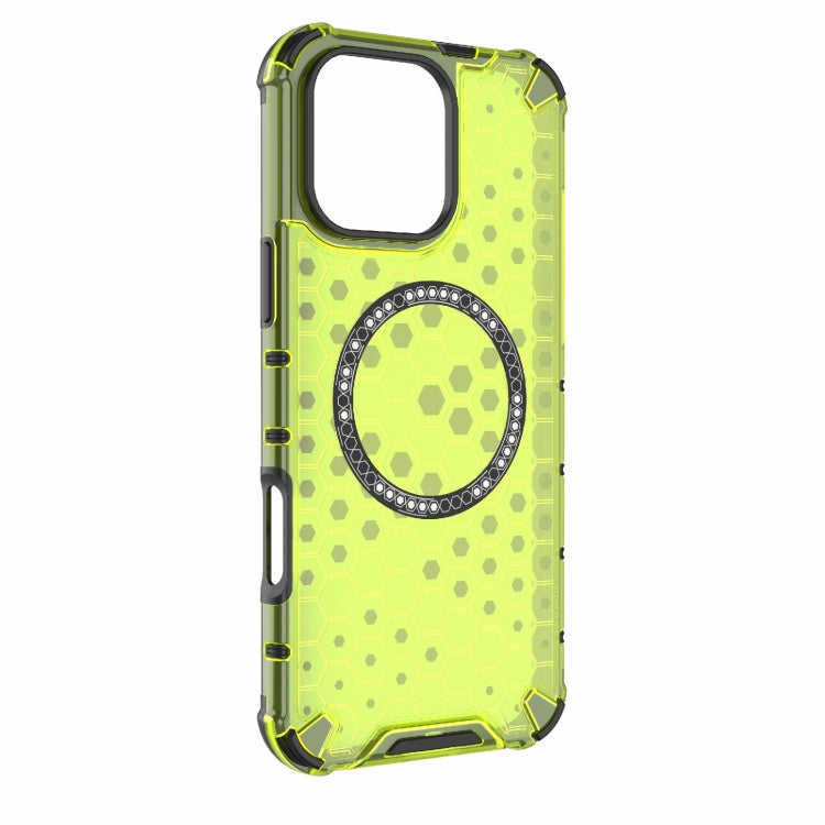 For iPhone 16 Pro Max Honeycomb Magnetic Ring Shockproof Phone Case(Green) - iPhone 16 Pro Max Cases by PMC Jewellery | Online Shopping South Africa | PMC Jewellery | Buy Now Pay Later Mobicred